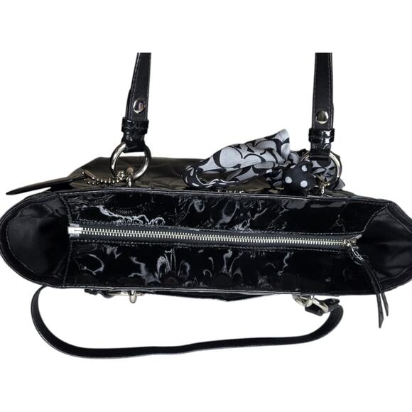 Coach East West Embossed Gallery Tote Black Patent‎ Leather w/ Scarf F17723 - Picture 5 of 16